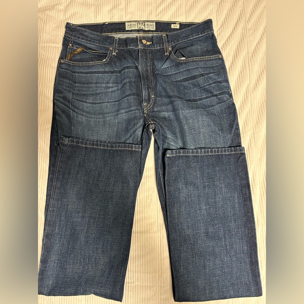 Ariat Rebar M4 Relaxed Boot Cut Jeans Men’s Size 36x36 Blue Denim - Excellent!!